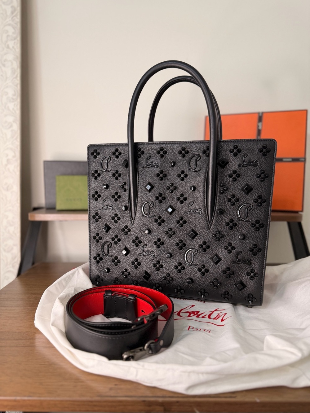 AUTHENTIC - Christian Louboutin Paloma Blacked Out Tote - Large Size